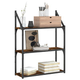 3-Tier Wall Shelf Smoked Oak 60x21x78.5 cm Engineered Wood 835451
