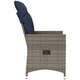 Reclining Garden Chairs 2 pcs with Cushions Grey Poly Rattan 365649