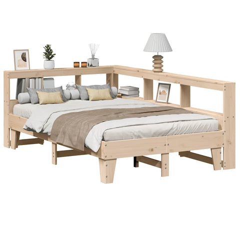 ZNTS Bookcase Bed without Mattress 120x190cm Small Double Solid Wood Pine 3324556