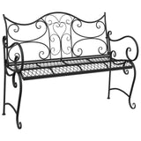 Garden Bench 2-Seater 114 x 56.5 x 90 cm Steel Black 42029538