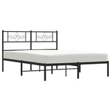 Metal Bed Frame without Mattress with Headboard Black 135x190cm 355266