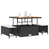 Garden Dining Set Black Poly Rattan 42007907
