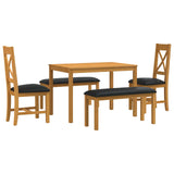 Dining Set 5 pcs Black Solid Oak Wood 3430292