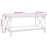 ZNTS Coffee Table Brown Oak 100x50x45 cm Engineered Wood and Iron 823311