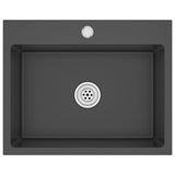 ZNTS Handmade Kitchen Sink Black Stainless Steel 51513