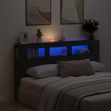 LED Headboard Black Oak 180 x 18.5 x 103.5 cm Engineered Wood 863115
