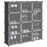 Storage Cube Organiser with 12 Cubes and Doors Black PP 4019580