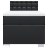ZNTS Box Spring Bed with Mattress Black 90x200 cm Faux Leather 3286104