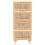 ZNTS Sideboard Brown 40x30x90 cm Solid Wood Pine and Natural Rattan 345644