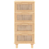 ZNTS Sideboard Brown 40x30x90 cm Solid Wood Pine and Natural Rattan 345644