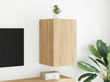 TV Wall Cabinet with LED Lights Sonoma Oak 30.5x35x70 cm 837236