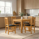 Dining Set 5 pcs Black Solid Oak Wood 3430331