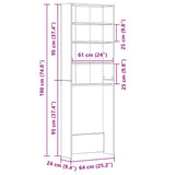 Washing Machine Cabinet Black 64x24x190 cm 808405