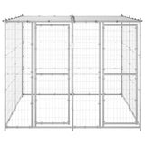 Outdoor Dog Kennel Galvanised Steel with Roof 4.84 m 3082271