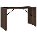 ZNTS Bar Table with Glass Top Brown 185x80x110 cm Poly Rattan 362599