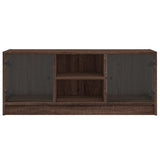 TV Cabinet with Glass Doors Brown Oak 102x37x42 cm 836377