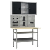 Workbench with Three Wall Panels and One Cabinet 3053431