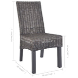 Dining Chairs 6 pcs Brown Kubu Rattan and Mango Wood 275468