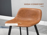 Bar Stools Set of 2, PU Leather Kitchen Stools, Upholstered Breakfast Bar Chairs with Backrest, T3398P343520