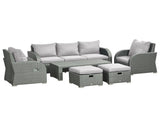 Six-piece Outdoor Rattan Dining Set, Outdoor Sofa Set with Reclining Armchairs and Mental Frame, T3398P314710