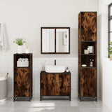 3 Piece Bathroom Furniture Set Smoked Oak Engineered Wood 3301067