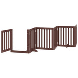 Dog Gate with Door Foldable 6 Panels Brown 300 cm Poplar Wood 352261