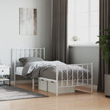 Metal Bed Frame without Mattress with Footboard White 80x200cm 374495