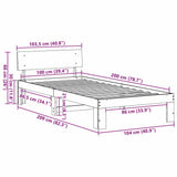 Bed Frame with Headboard White 100 x 200 cm Solid Pine Wood 872666