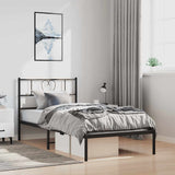 Metal Bed Frame without Mattress with Headboard Black 100x200cm 355458