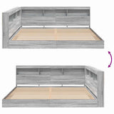 Bookcase Bed Grey sonoma 180 x 200 cm Engineered Wood 3335748