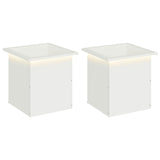 Garden Planter with LED 2 pcs White 40 x 40 x 40 cm Steel 8008129