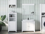 3 Piece Bathroom Furniture Set BERG White Solid Wood Pine 3206496