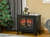 Electric Fireplace Stove Heater LED Fire Flame Effect, Double Door, Freestanding & Portable T3398P422903