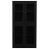 Office Cabinet Black 90x40x180 cm Steel and Tempered Glass 335940