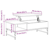 Coffee Table Sonoma Oak 100x50x35 cm Engineered Wood and Metal 845392