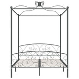 284484 Canopy Bed Frame without Mattress Grey Metal 160x200 cm