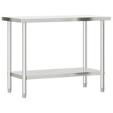 Kitchen Work Table with Overshelf 110x55x150 cm Stainless Steel 3208903