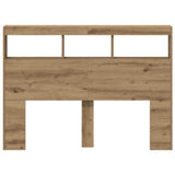 Headboard Cabinet with LED Artisan Oak 140x17x102 cm 863129