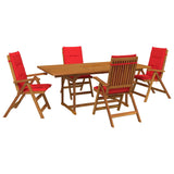 5-Piece Garden Dining Set Natural Solid Acacia Wood 3434498