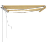 Manual Retractable Awning with LED 4.5x3.5 m Yellow and White 3070043