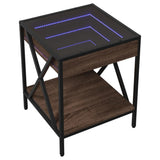 Bedside Table with Infinity LED Brown Oak 40x40x49 cm 3284100