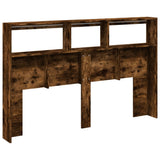 Headboard Cabinet with LED Smoked Oak 160x17x102 cm 839207