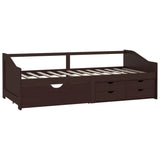 3-Seater Day Bed without Mattress Dark Brown Solid Pinewood 90x200cm 322172