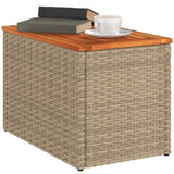 Garden Side Tables 2pcs Beige 55x34x37cm Poly Rattan Solid Wood 366069
