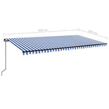 Manual Retractable Awning with LED 600x300 cm Blue and White 3069161