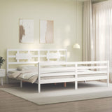 Bed Frame without Mattress White Super King Size Solid Wood 3194457