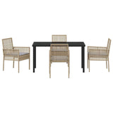 Garden Dining Set with Cushion 5 pcs Beige Poly Rattan 3379886