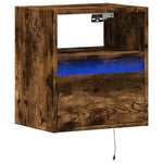 ZNTS Wall-mounted Bedside Cabinet with LED Lights Smoked Oak 3307983