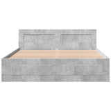 Bed Frame with Headboard without Mattress Concrete Grey 150x200 cm King Size 3295558