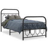 Metal Bed Frame without Mattress with Footboard Black 90x200cm 377128